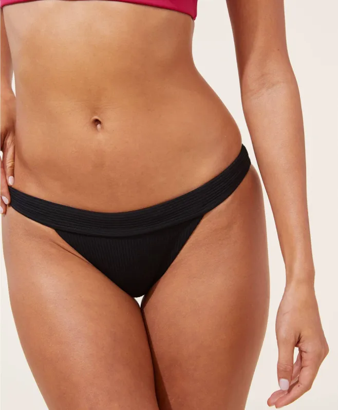 The Banded Bikini Bottom - Ribbed - Black sold by Andie