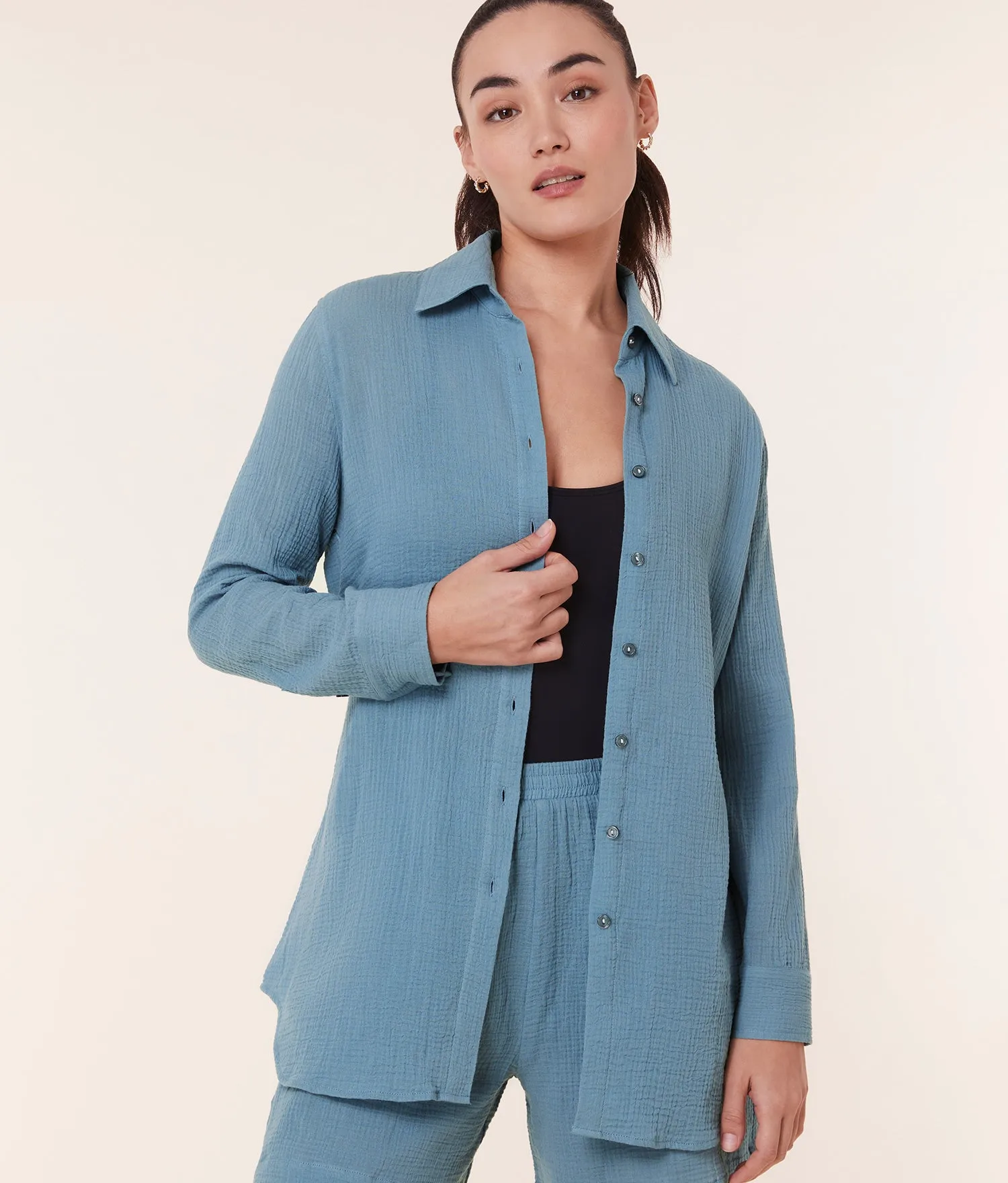 The Corvo Button Up - Cotton Gauze - Oceanview sold by Andie product image thumbnail 2