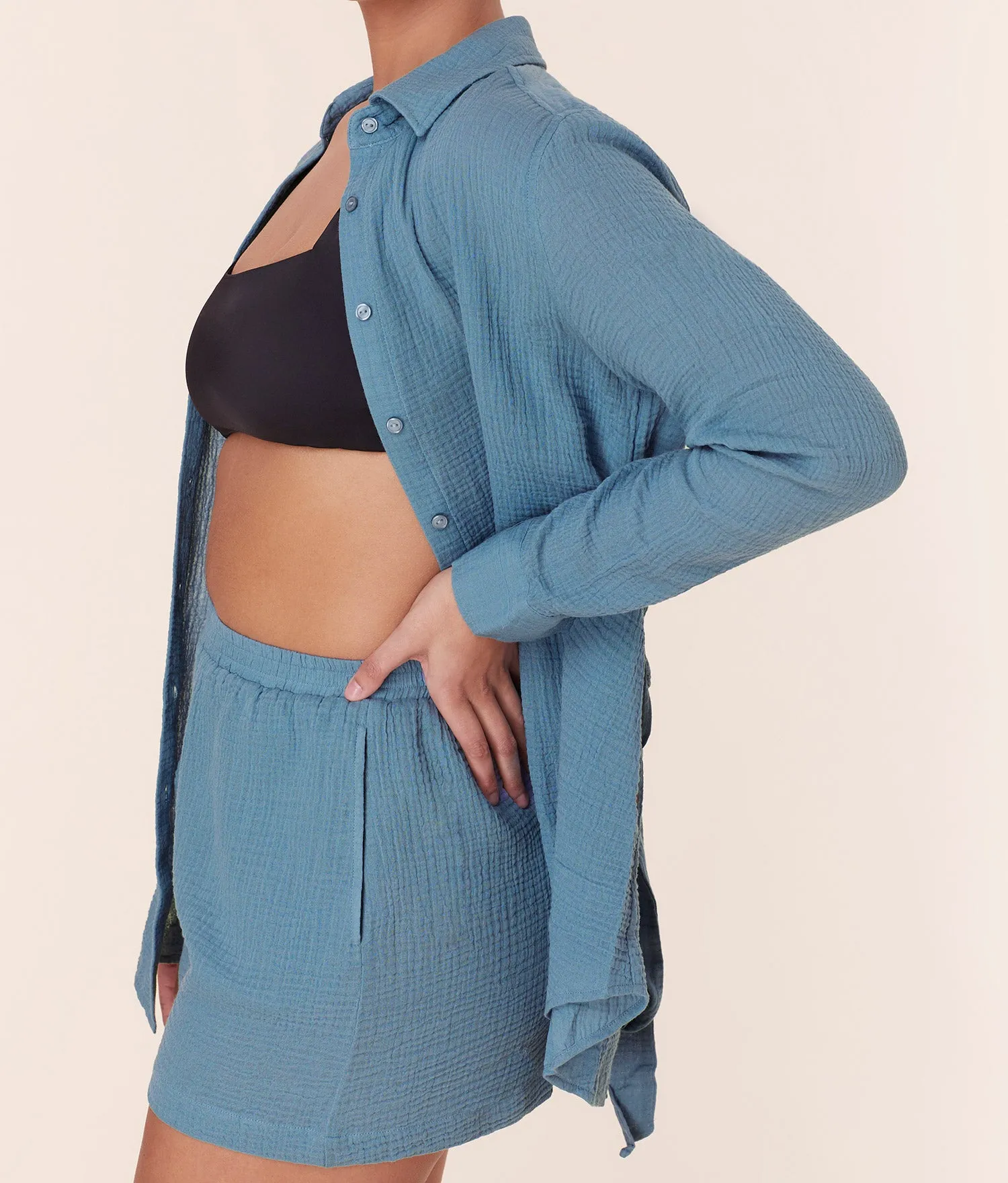 The Corvo Button Up - Cotton Gauze - Oceanview sold by Andie product image thumbnail 4
