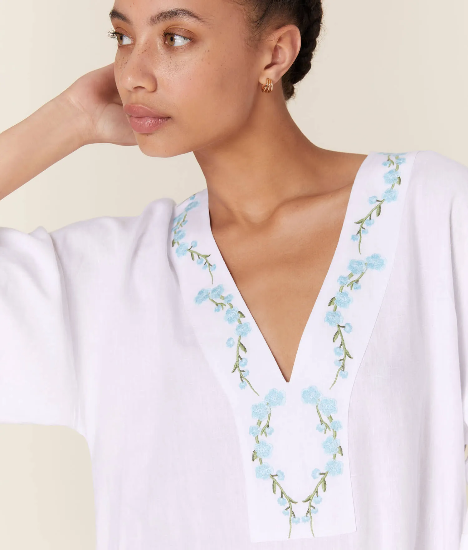 The Kepez Kaftan Dress - Linen - White sold by Andie product image thumbnail 2
