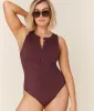 The Malibu One Piece - Eco Nylon - Cacao - Long Torso sold by Andie