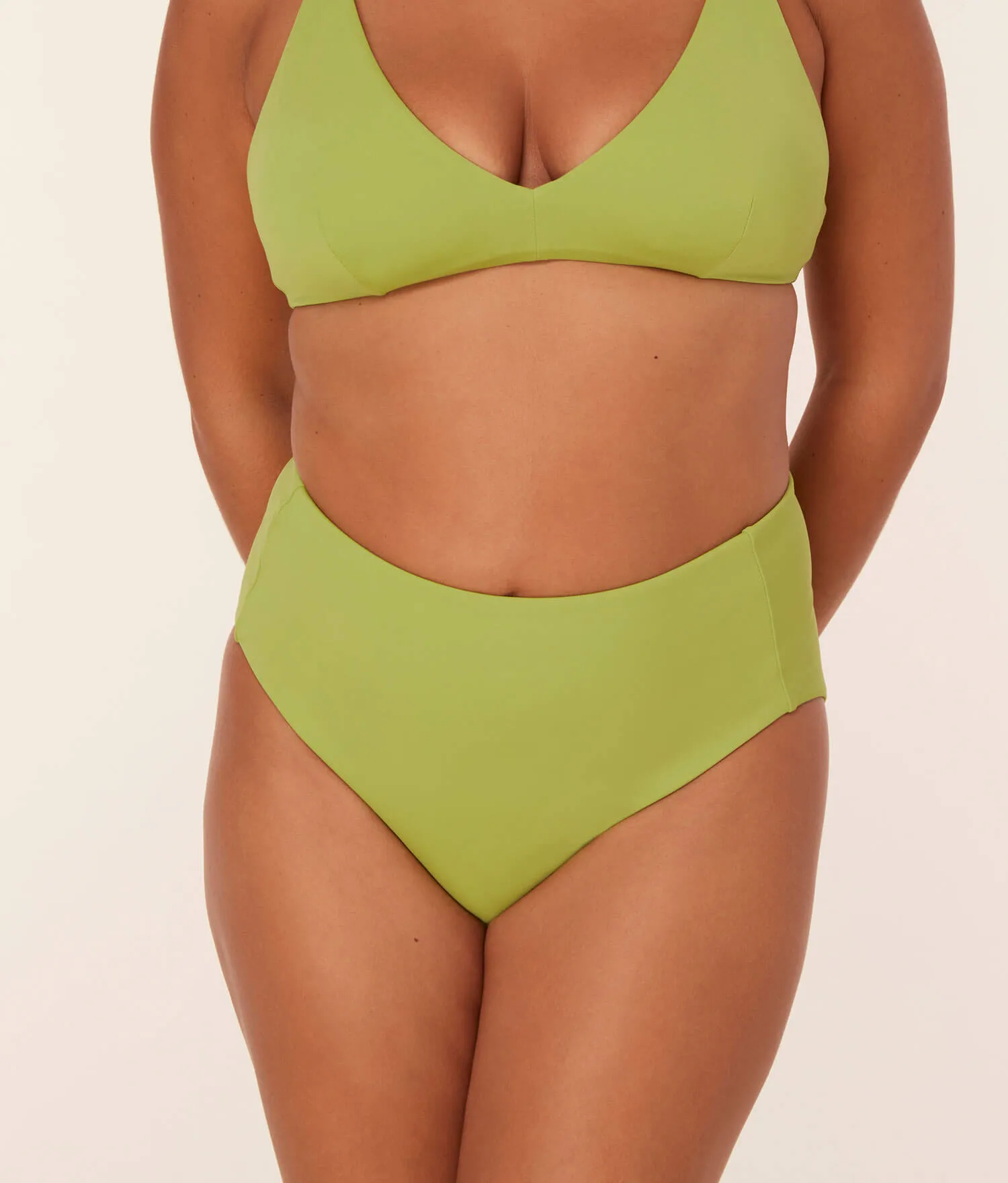 The High Rise Bikini Bottom - Eco Nylon - Avocado sold by Andie product image thumbnail 3
