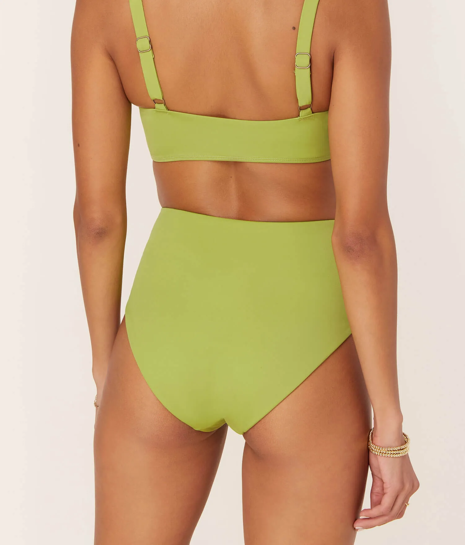 The High Rise Bikini Bottom - Eco Nylon - Avocado sold by Andie product image thumbnail 4