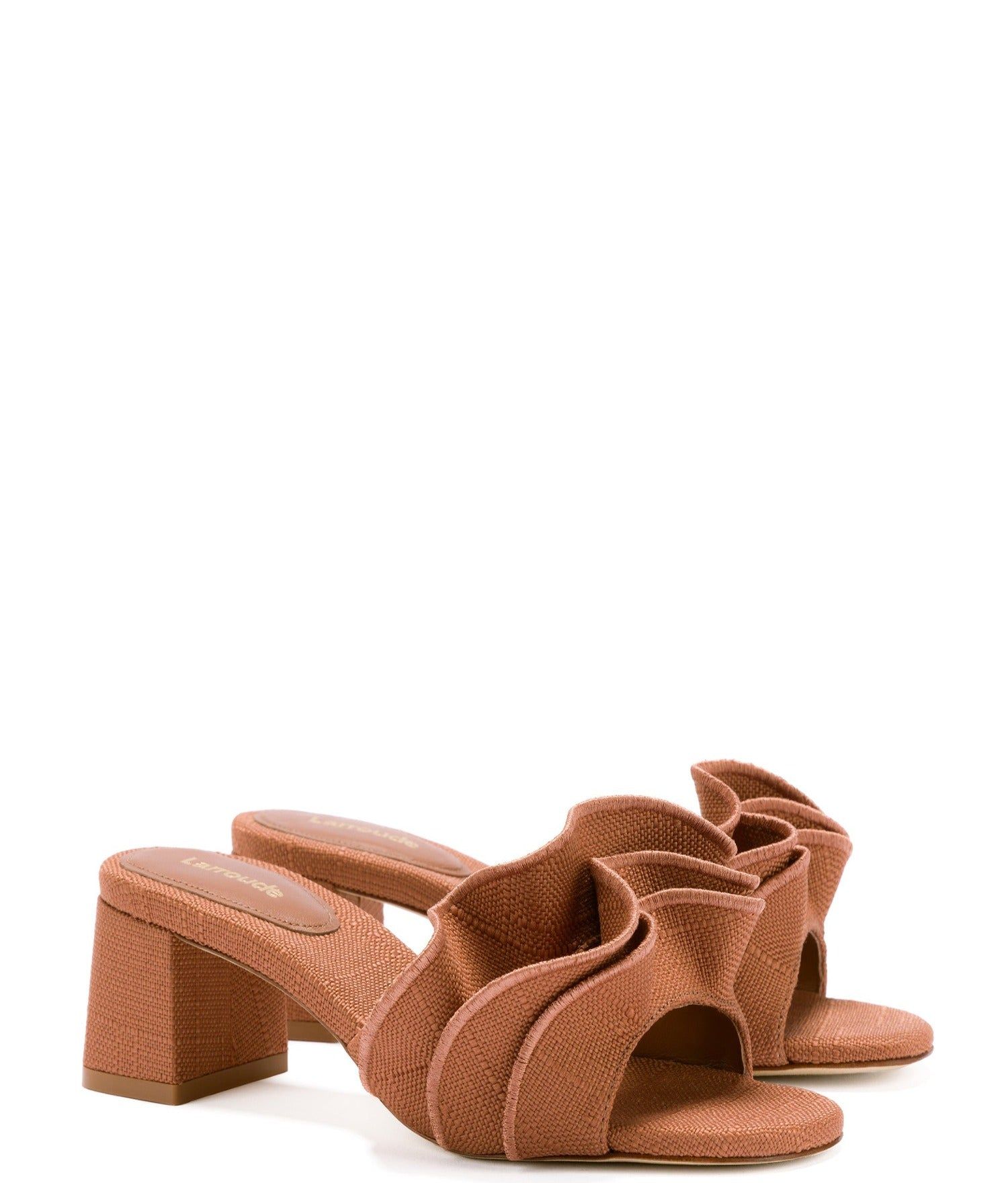 Brigitte Ruffle Mule In Caramel Raffia sold by Andie product image thumbnail 2