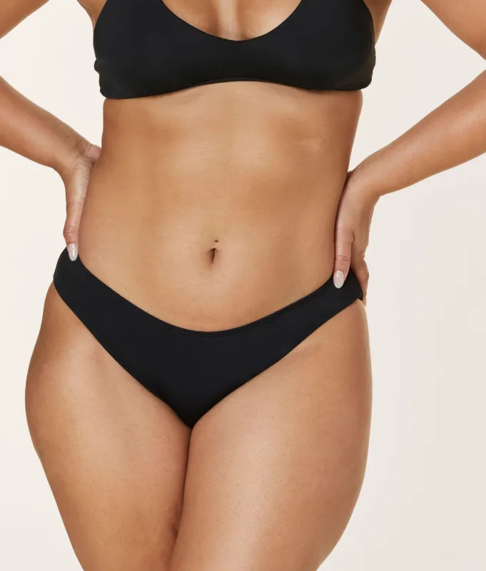 The Classic Bikini Bottom - Flat - Black sold by Andie