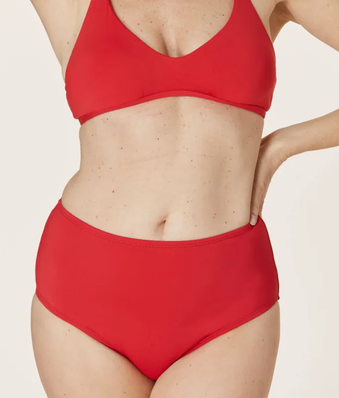 The High - Waisted - Bottom - Flat - Cherry Red sold by Andie