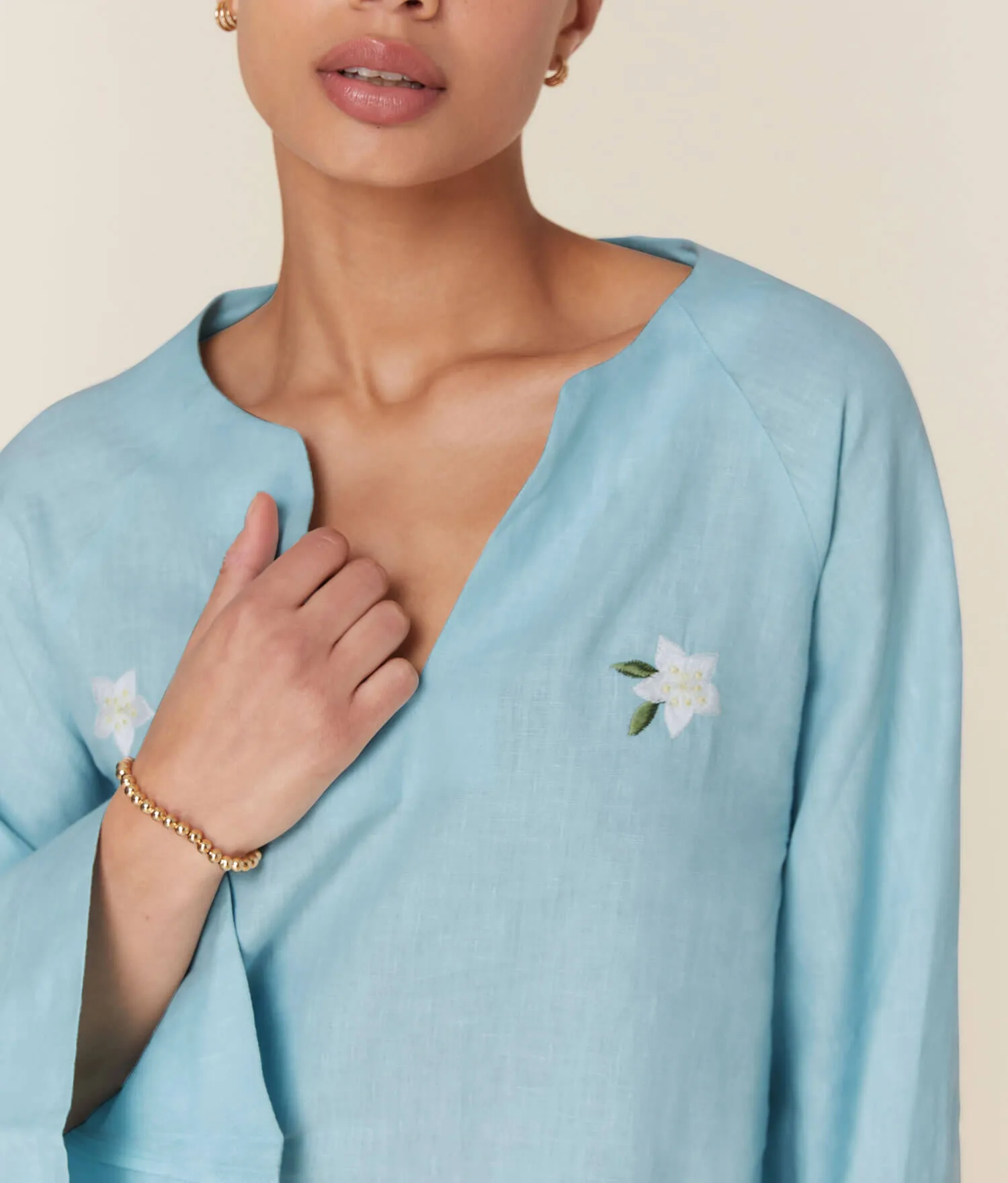 The Serik Mini Dress - Linen - Hydrangea sold by Andie product image thumbnail 2