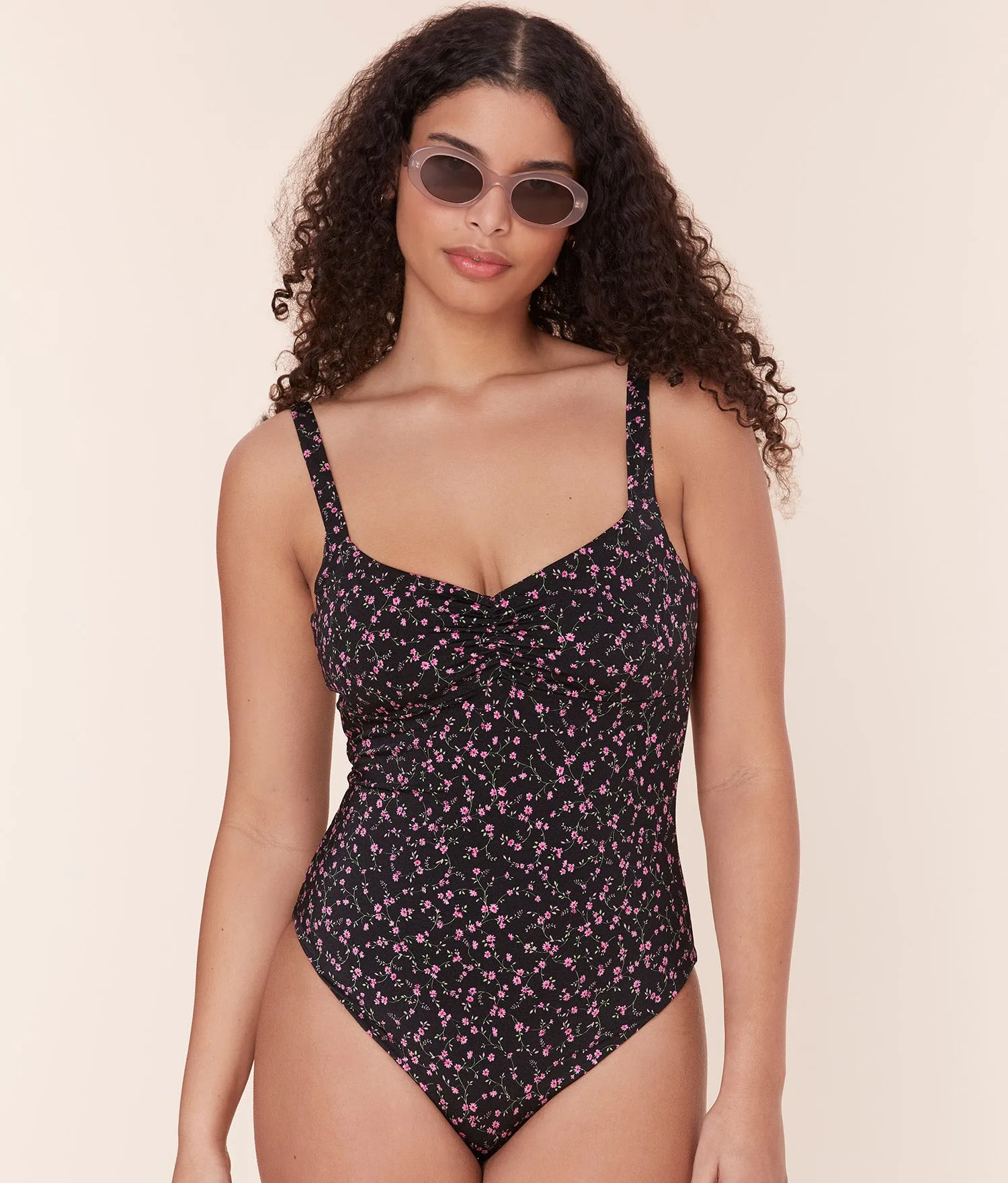 The Nadi One Piece - Satin - Black Ditsy Bloom - Classic sold by Andie product image thumbnail 2