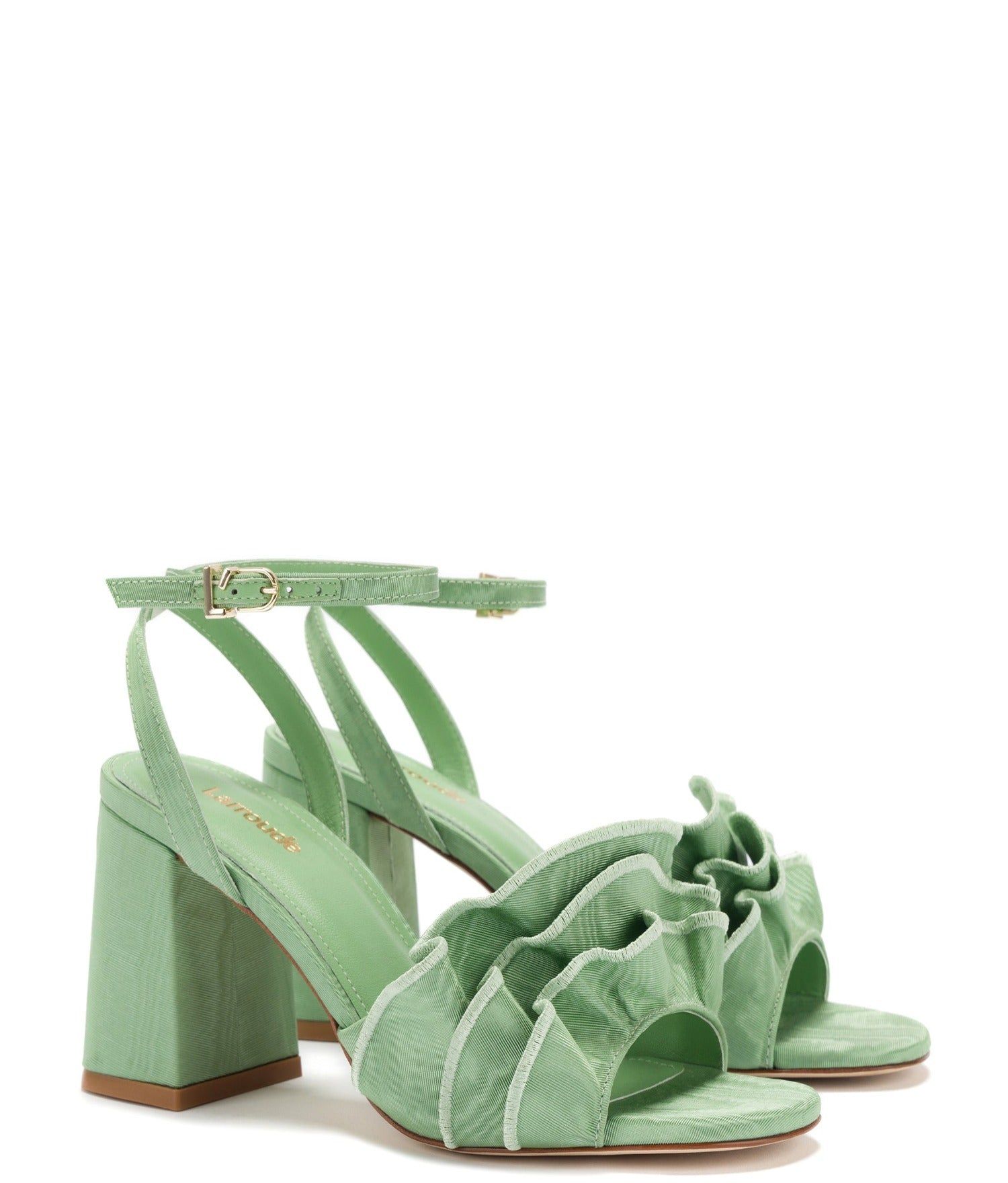 Selena Ruffle Sandal In Pistacchio Fabric sold by Andie product image thumbnail 2