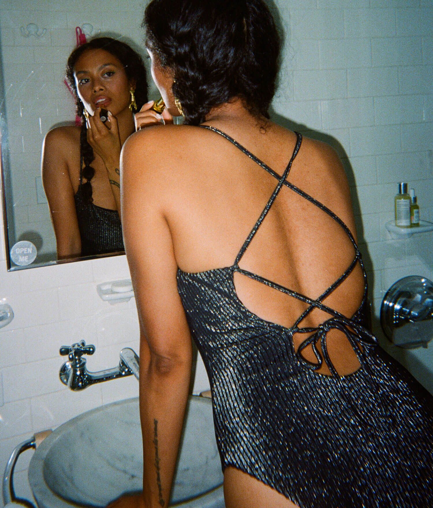 The Fiji One Piece - Ribbed Glitter - Black - Long Torso sold by Andie product image thumbnail 4