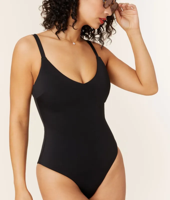 The Marco One Piece - Eco Nylon - Black - Long Torso sold by Andie