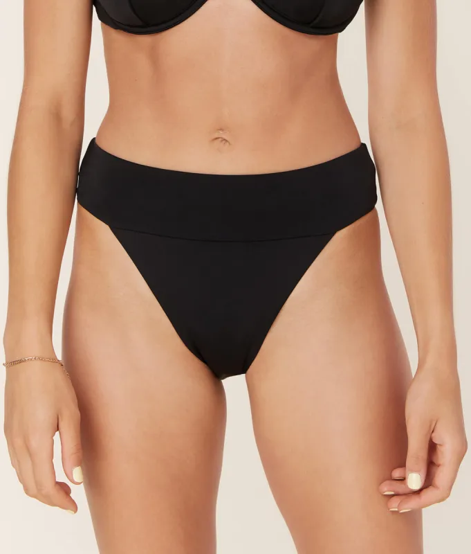 The Wide Band Cheeky Bottom - Eco Nylon - Black made by Andie