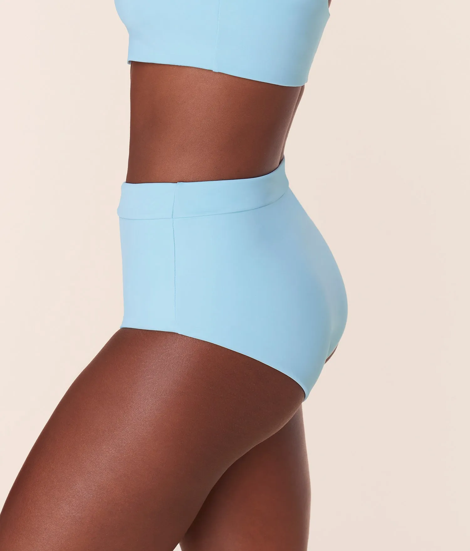 The Wide Band High Waist Bikini Bottom - Eco Nylon - Hydrangea sold by Andie product image thumbnail 3