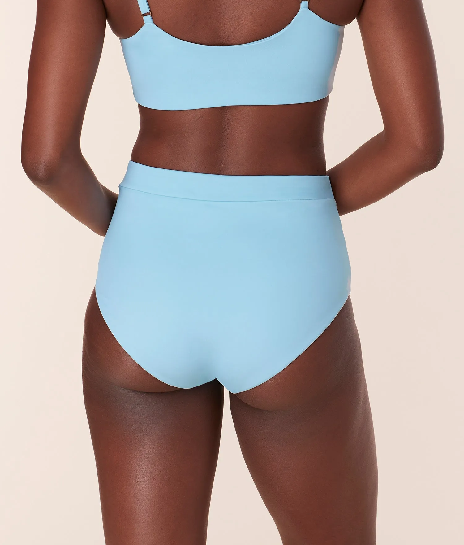 The Wide Band High Waist Bikini Bottom - Eco Nylon - Hydrangea sold by Andie product image thumbnail 2
