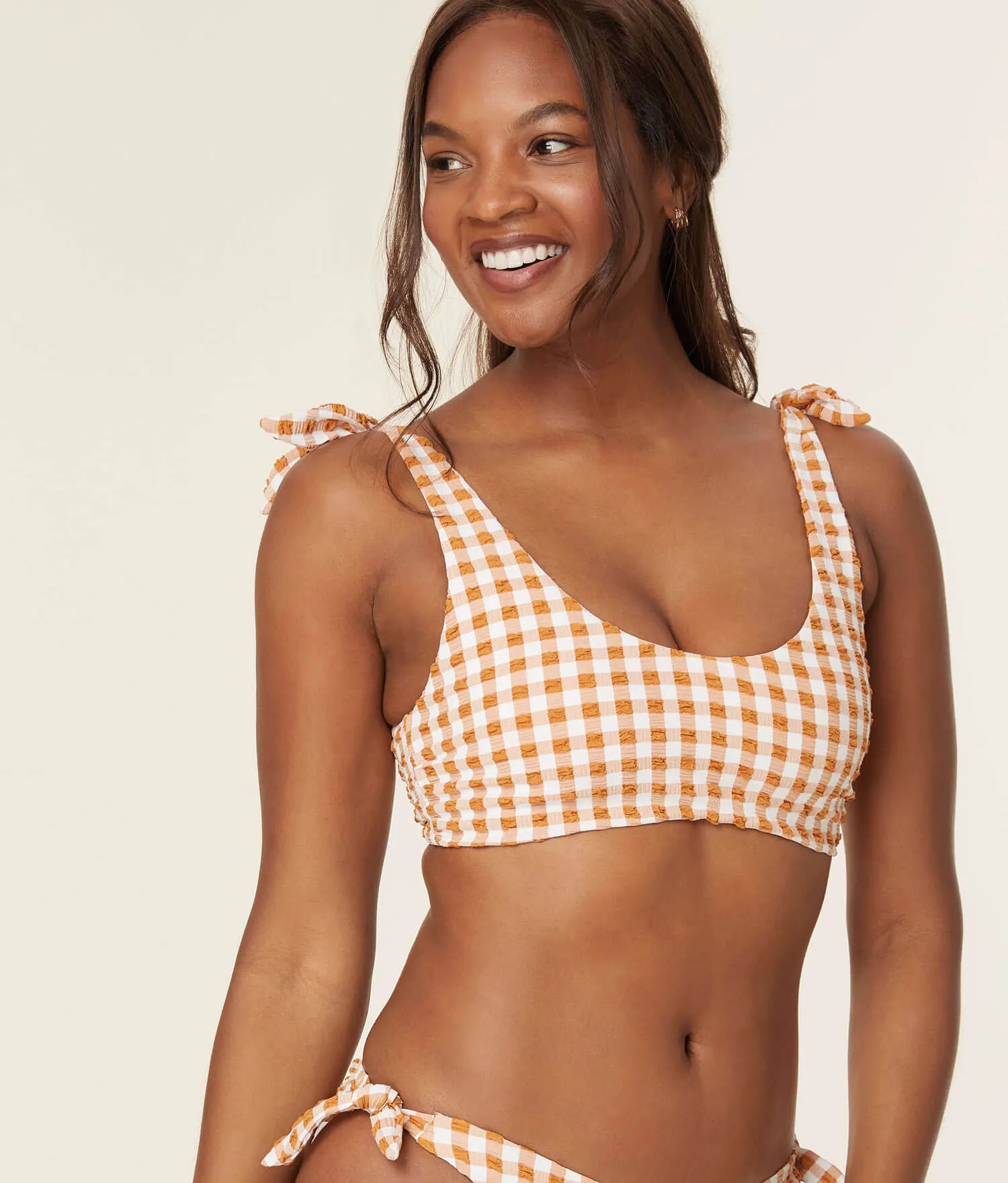 The Mandalay Bikini Top - Gingham - Sparrow sold by Andie