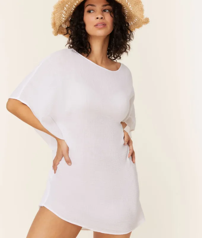 The Magdalena Kaftan - Cotton Gauze - White sold by Andie