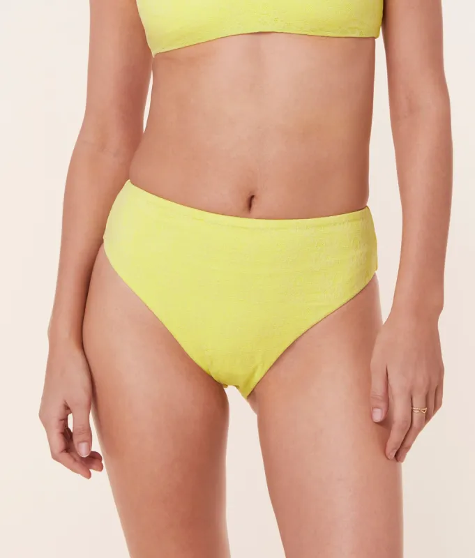 The 90s High Waist Bikini Bottom - Floral Lace - Limeade sold by Andie