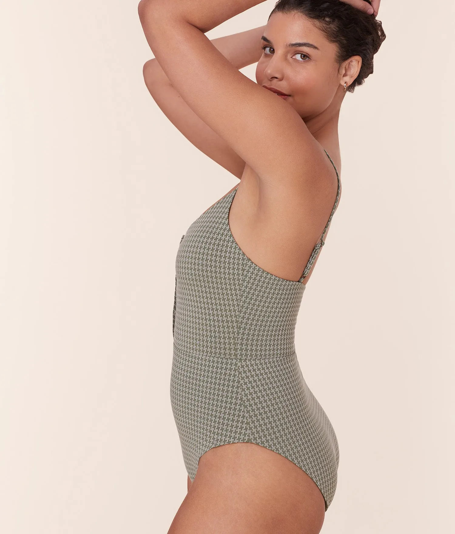 The Snap One Piece - Houndstooth - Seagrass - Long Torso sold by Andie product image thumbnail 3