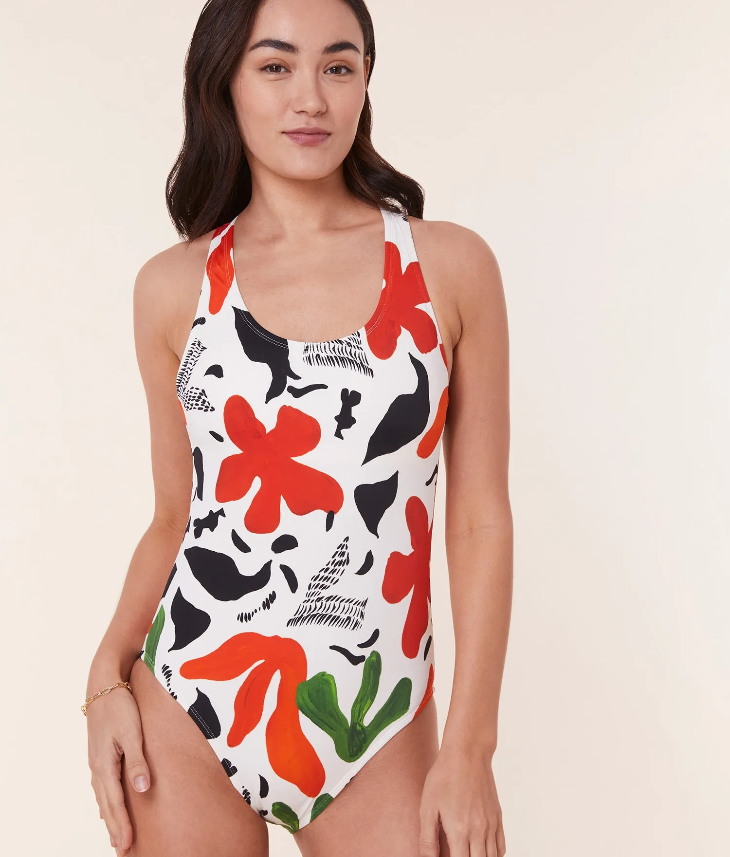M.M.LaFleur Tulum One Piece - Eco Nylon - Abstract Floral Print - Classic sold by Andie