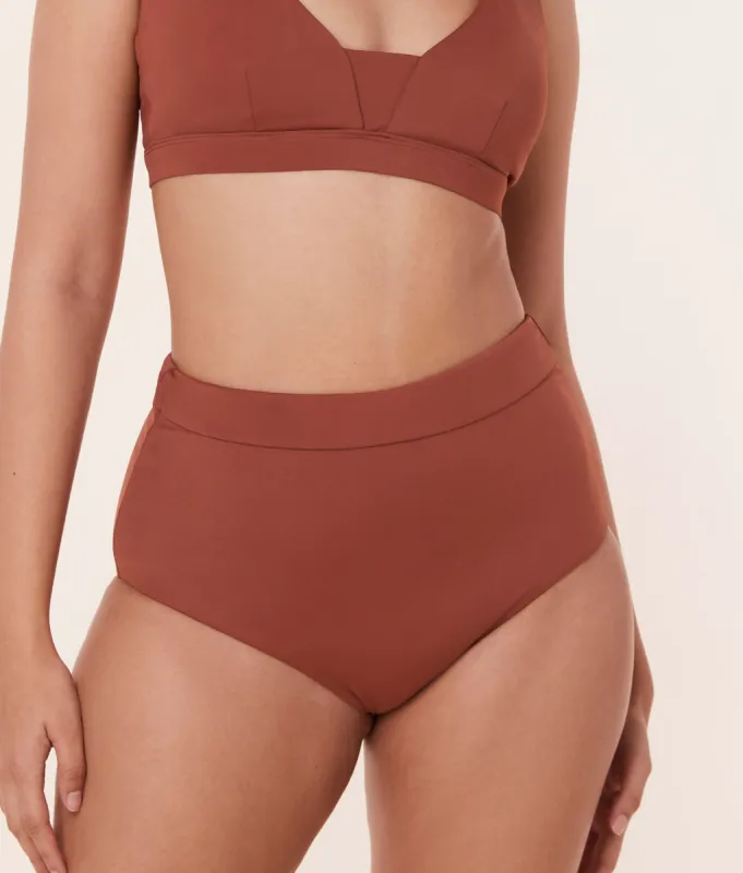 The Wide Band High Waist Bikini Bottom - Eco Nylon - Sequoia sold by Andie
