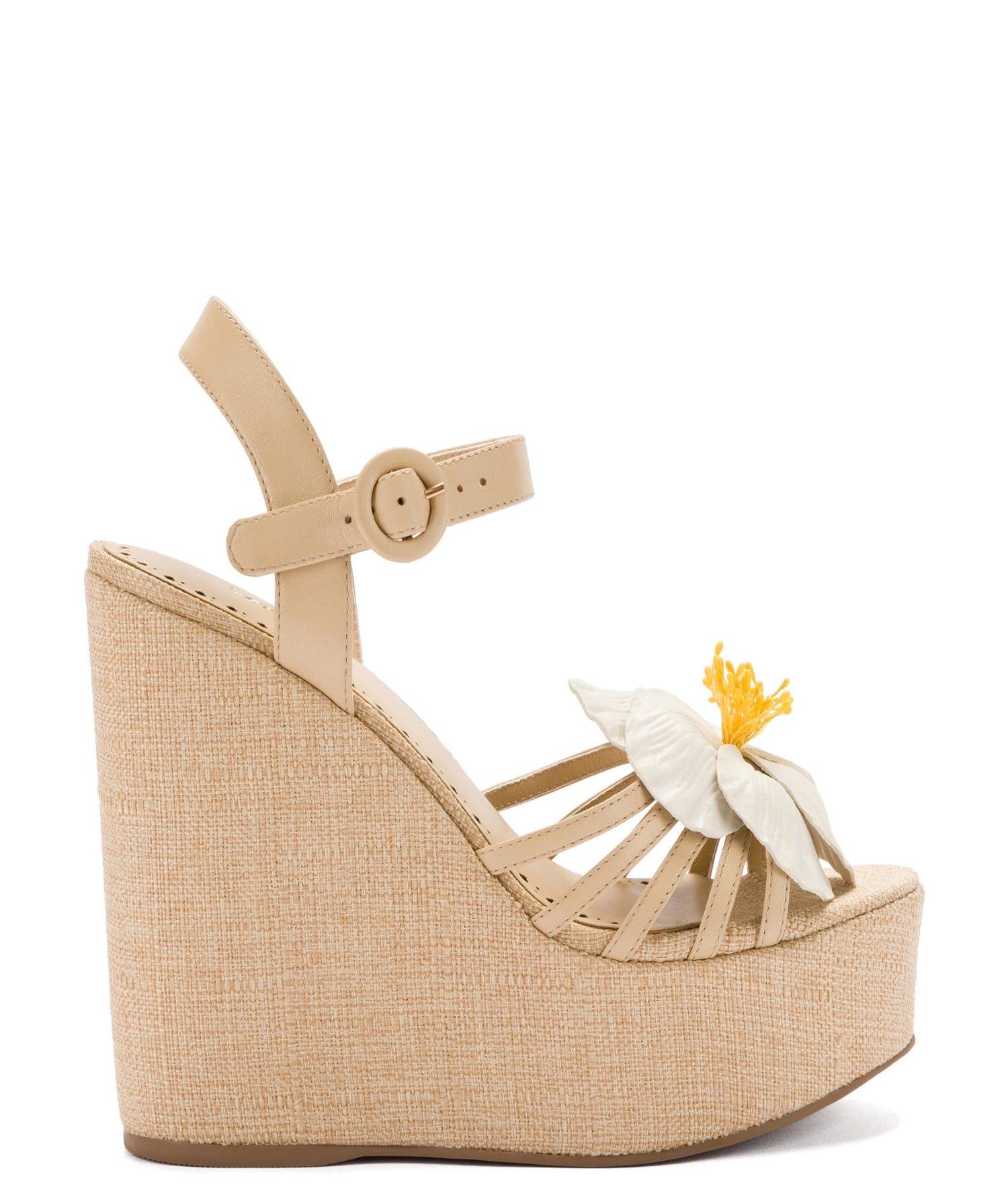 Magnolia Wedge In Ivory Leather sold by Andie