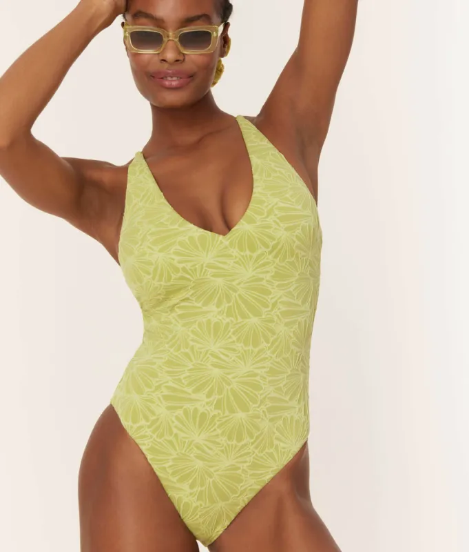 The Elwood One Piece - Textured Floral - Daiquiri - Classic sold by Andie