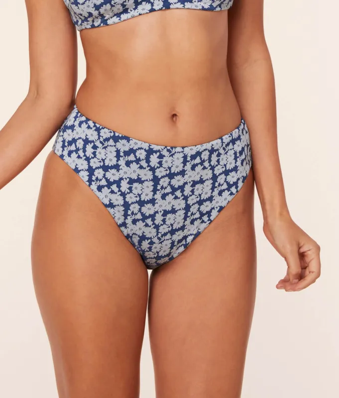 The 90s High Waist Bikini Bottom - Indigo Floral - Denim sold by Andie