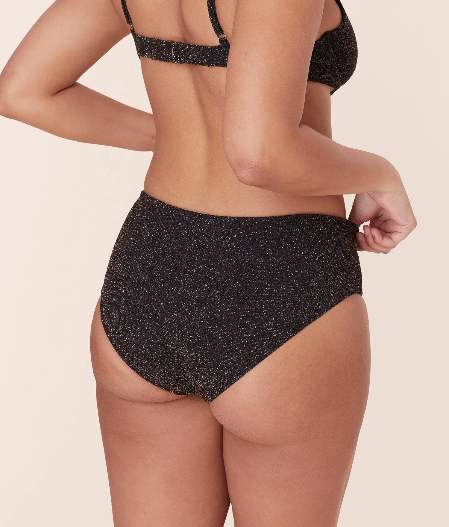 The High Rise Bikini Bottom - Lurex Rib - Black sold by Andie product image thumbnail 4