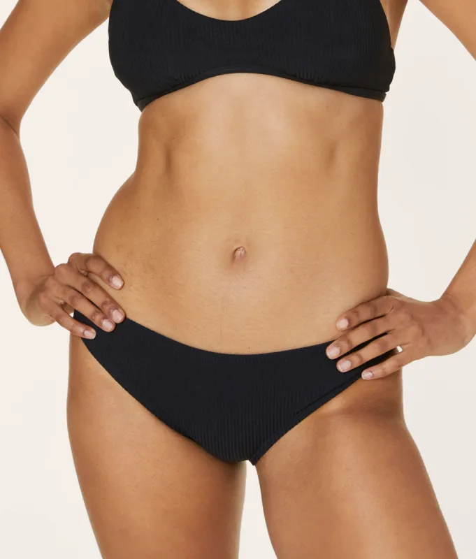 The Classic Bikini Bottom - Ribbed - Black sold by Andie