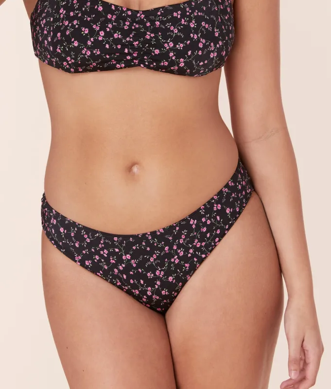 The Classic Bikini Bottom - Satin - Black Ditsy Bloom sold by Andie