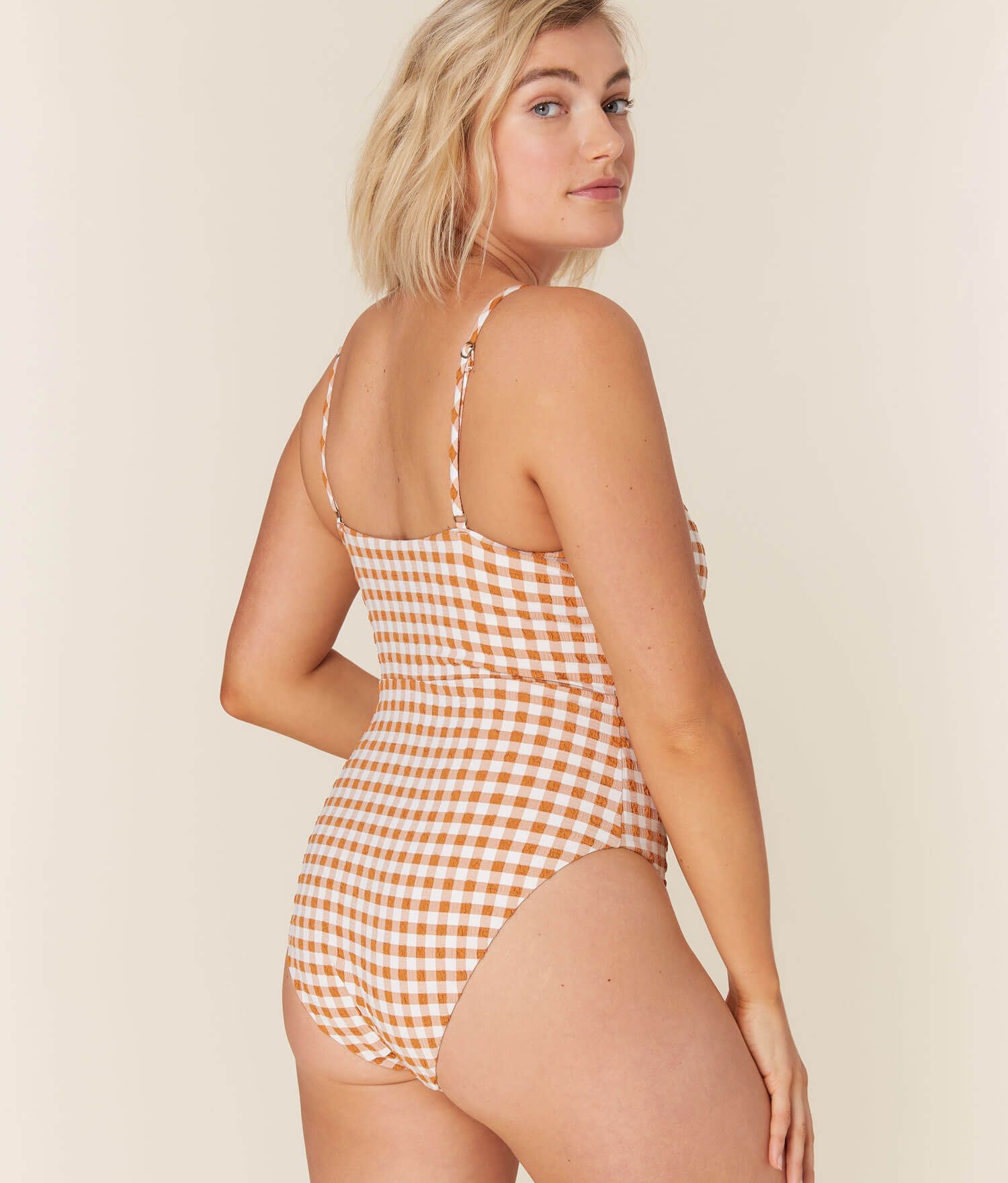 The Snap One Piece - Gingham - Sparrow - Long Torso sold by Andie product image thumbnail 4