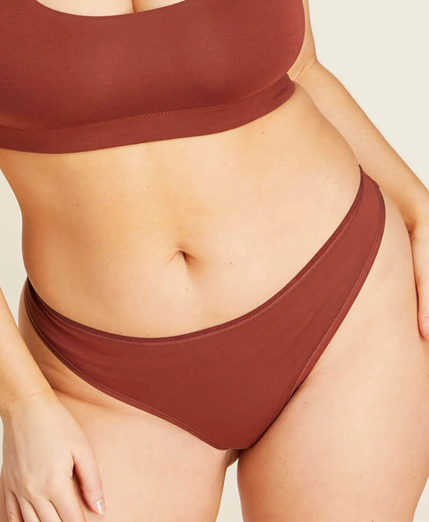 The Thong Panty - Rayon - Deep Terracotta sold by Andie