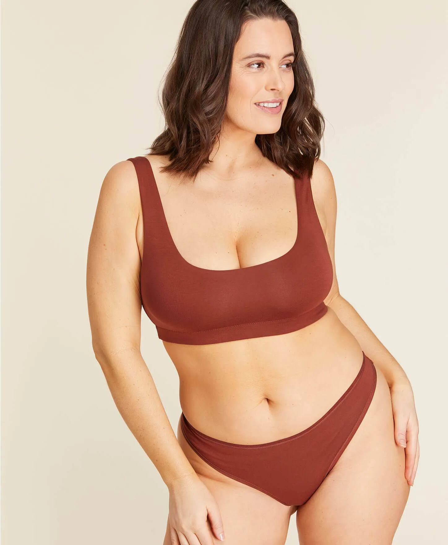 The Thong Panty - Rayon - Deep Terracotta sold by Andie product image thumbnail 3