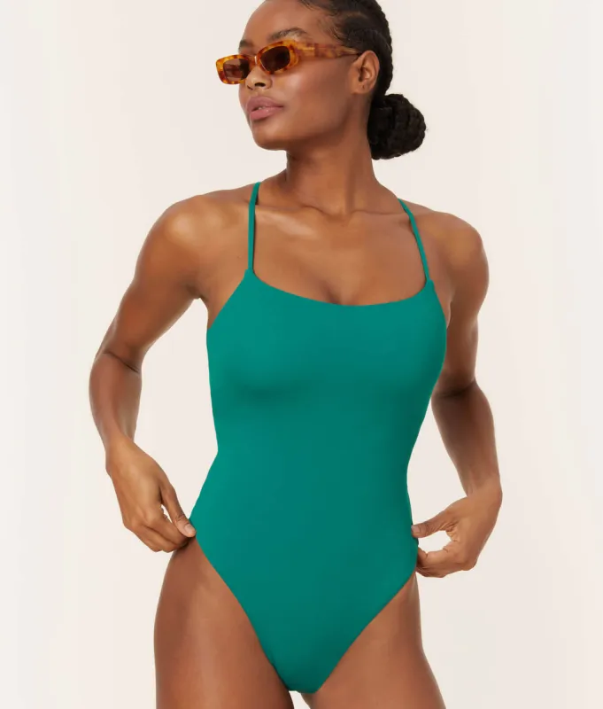 The Fiji One Piece - Eco Nylon - Peacock - Long Torso sold by Andie