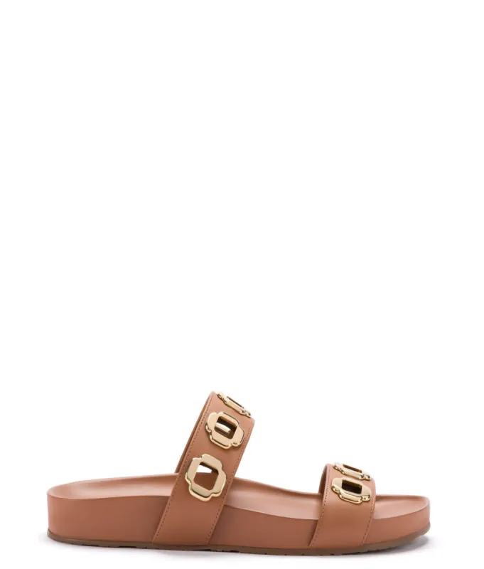 Milan Slide In Caramel Leather sold by Andie