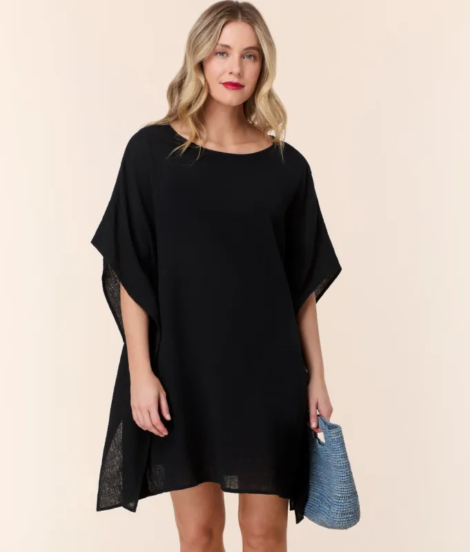 The Magdalena Kaftan - Cotton Gauze - Black sold by Andie
