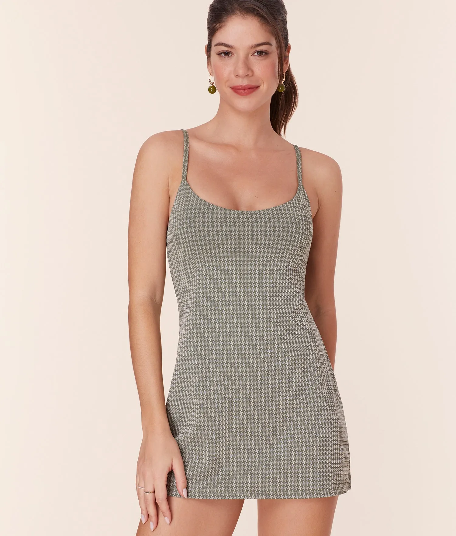 The Amalfi Swim Dress - Houndstooth - Seagrass - Classic sold by Andie product image thumbnail 2