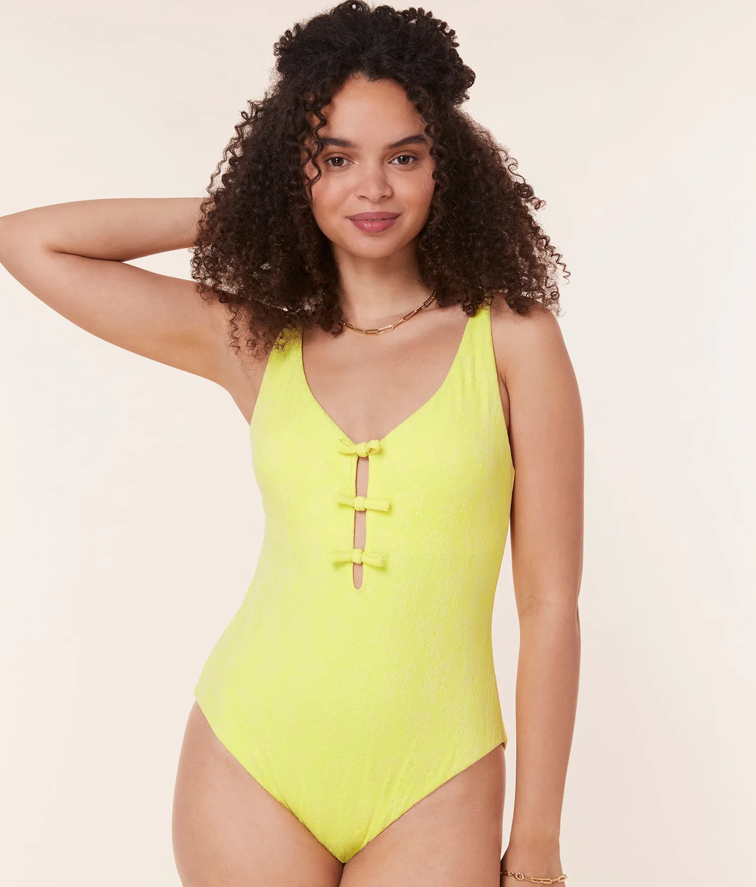 The Mana One Piece - Floral Lace - Limeade - Classic sold by Andie