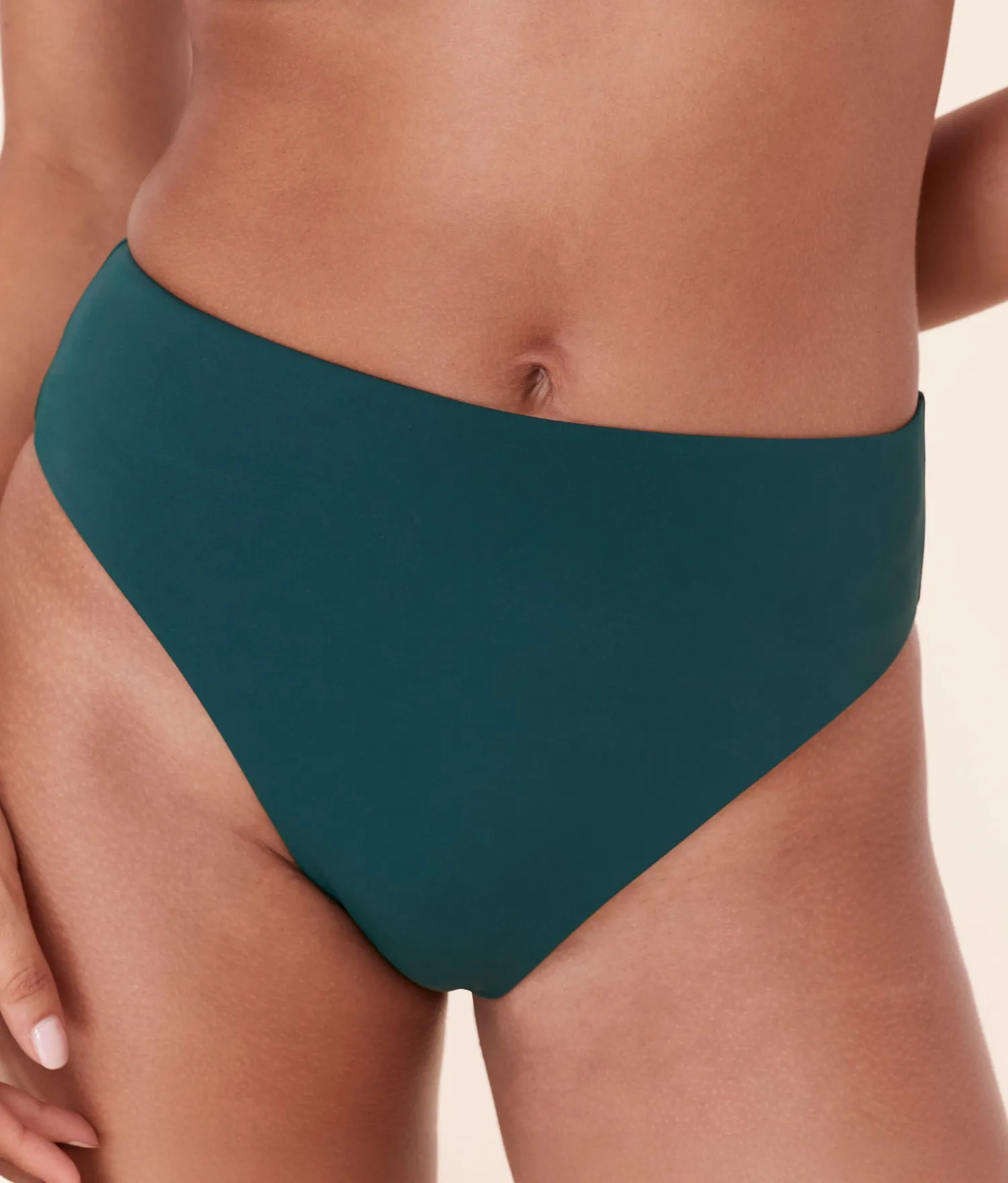 The 90s High Waist Bikini Bottom - Eco Nylon - Cascade sold by Andie product image thumbnail 4