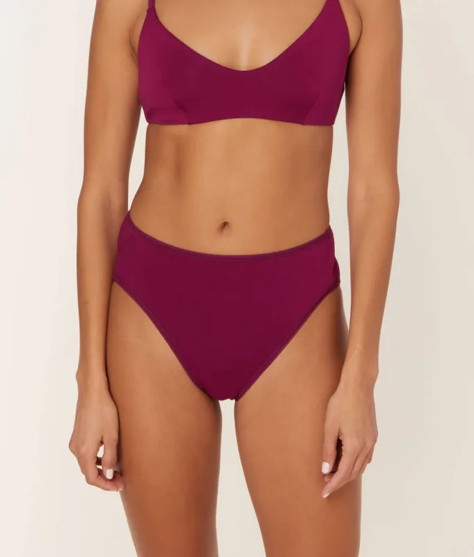 The High Waist Hipster Panty - Bamboo Jersey - Bordeaux sold by Andie