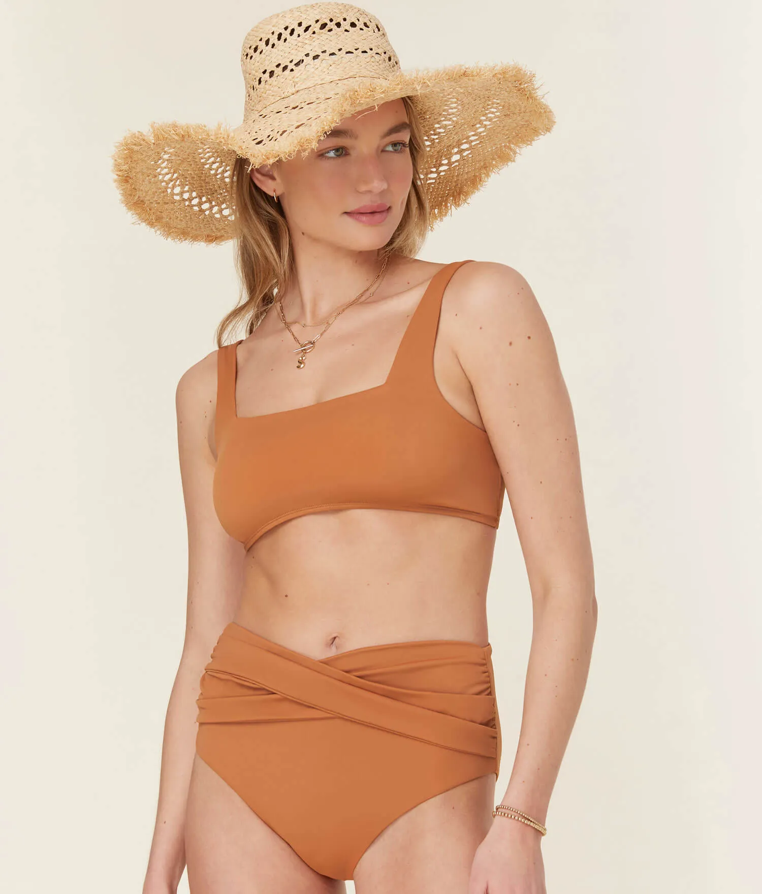 The Barbados Bikini Bottom - Eco Nylon - Chestnut sold by Andie product image thumbnail 4