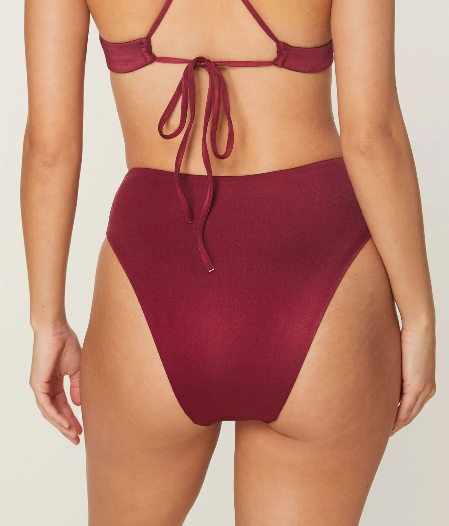 The 90s High Waist Bikini Bottom - Gloss - Sangria sold by Andie product image thumbnail 2