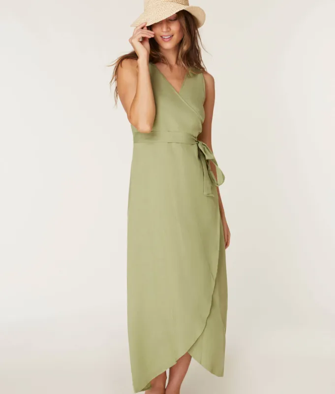 The Armona Dress - Linen - Ivy (Archive) sold by Andie