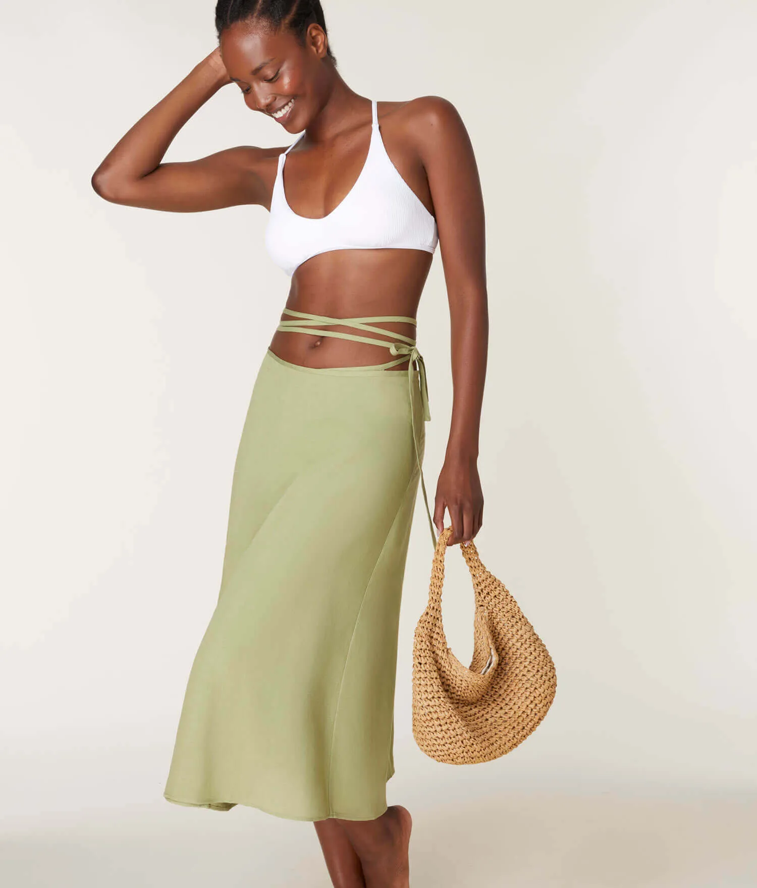 The Tavira Skirt - Linen - Ivy (Archive) sold by Andie