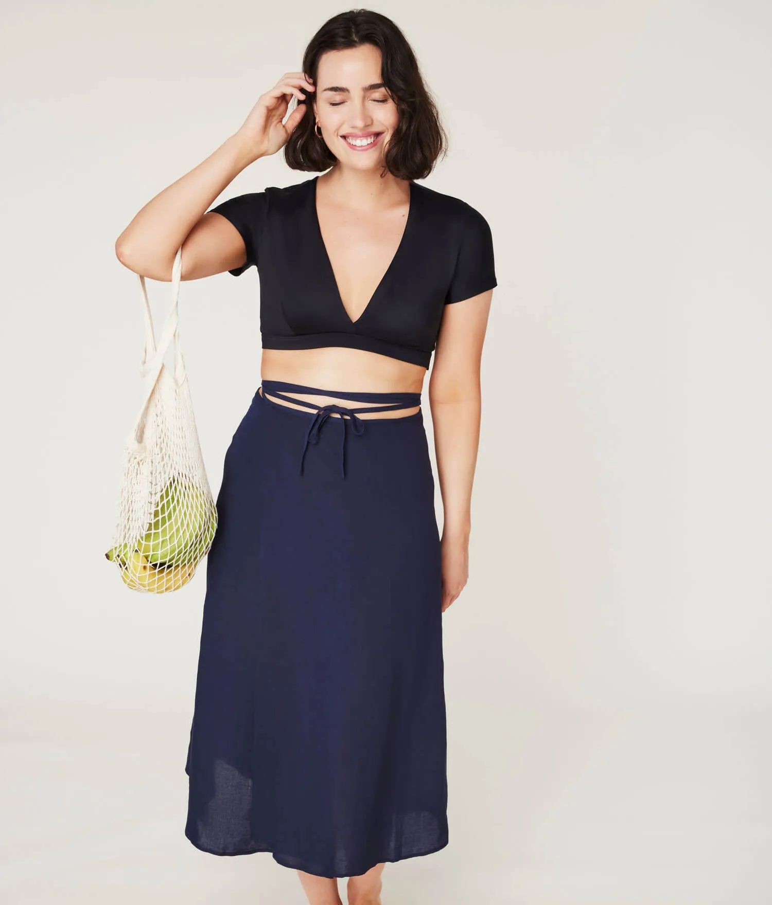 The Tavira Skirt - Linen - Midnight (Archive) sold by Andie
