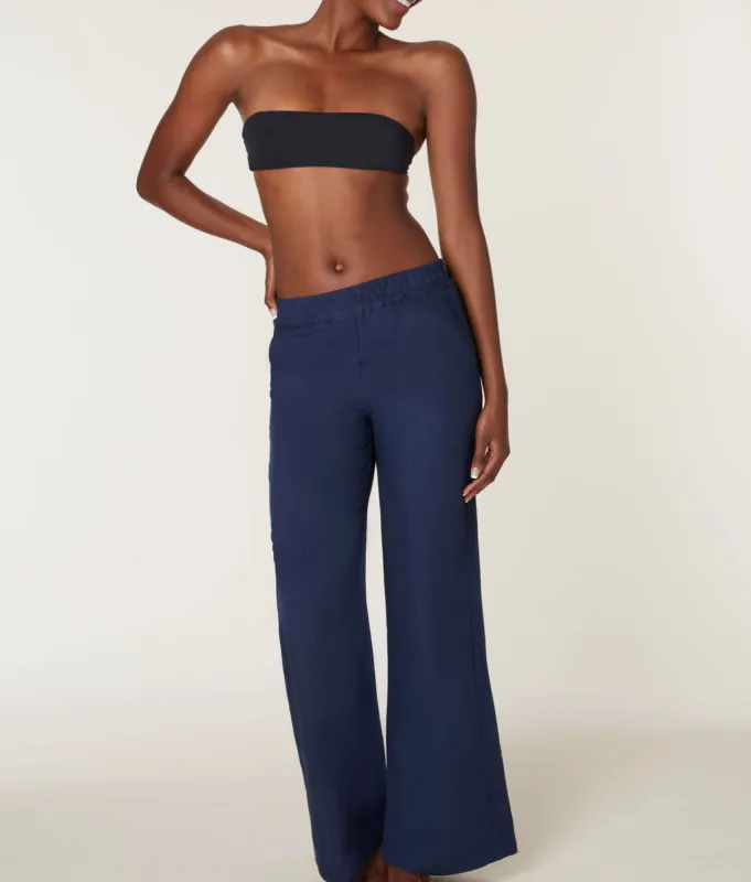 The Madeira Pant - Linen - Midnight (Archive) sold by Andie