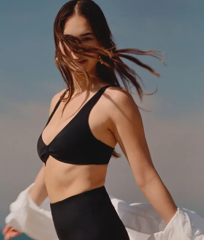 The Amor Bikini Top - Eco Nylon - Black sold by Andie