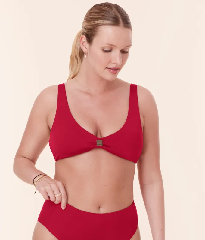 The Dalia Bikini Top - Eco Nylon - Garnet sold by Andie