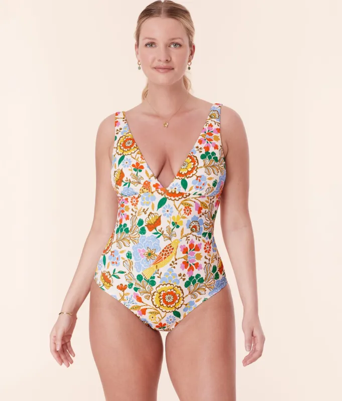 The Augustine One Piece - Eco Nylon - Bird Floral - Classic sold by Andie