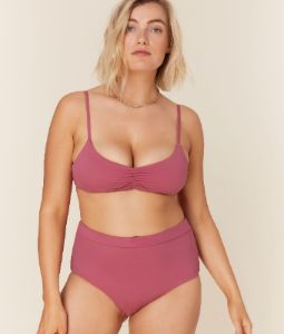 The Wide Band High Waisted Bottom - Eco Nylon - Mulberry sold by Andie